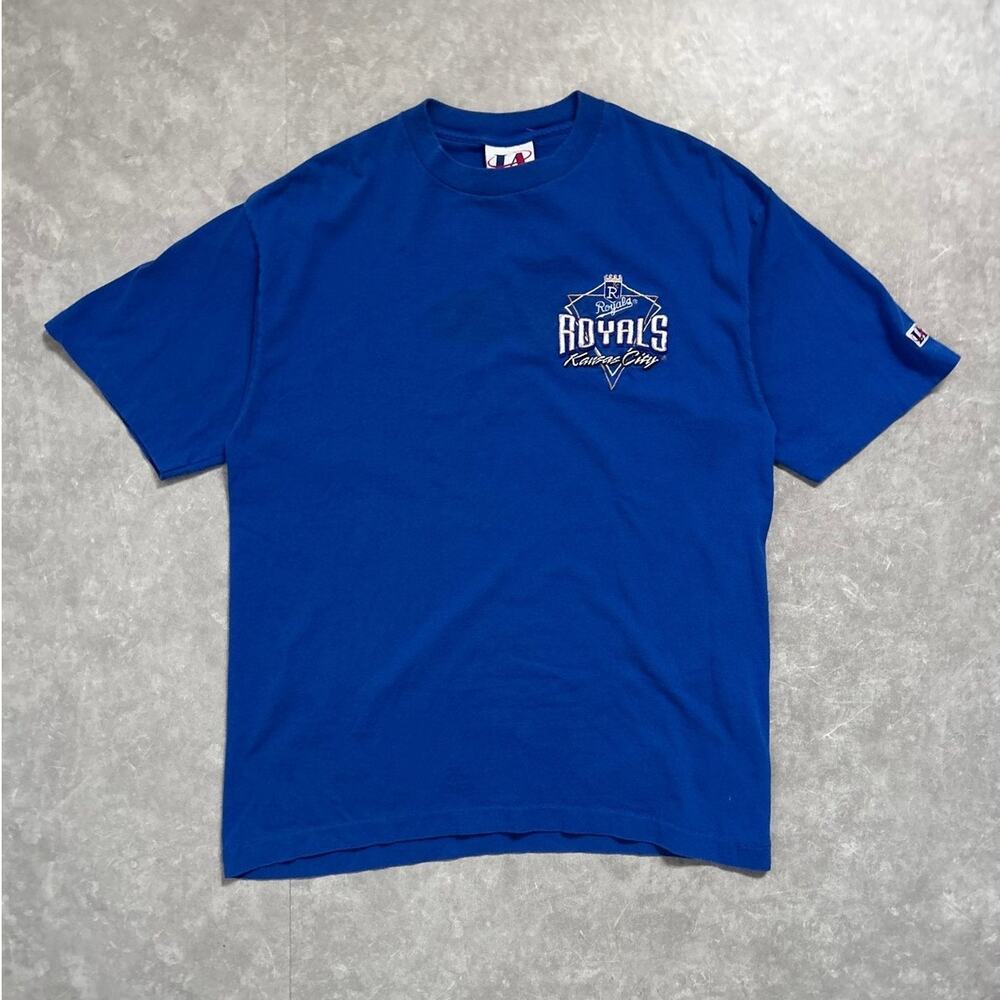90s Vintage Kansas City Royals Logo Athletic Minimalist Embroidered T Shirt -L
